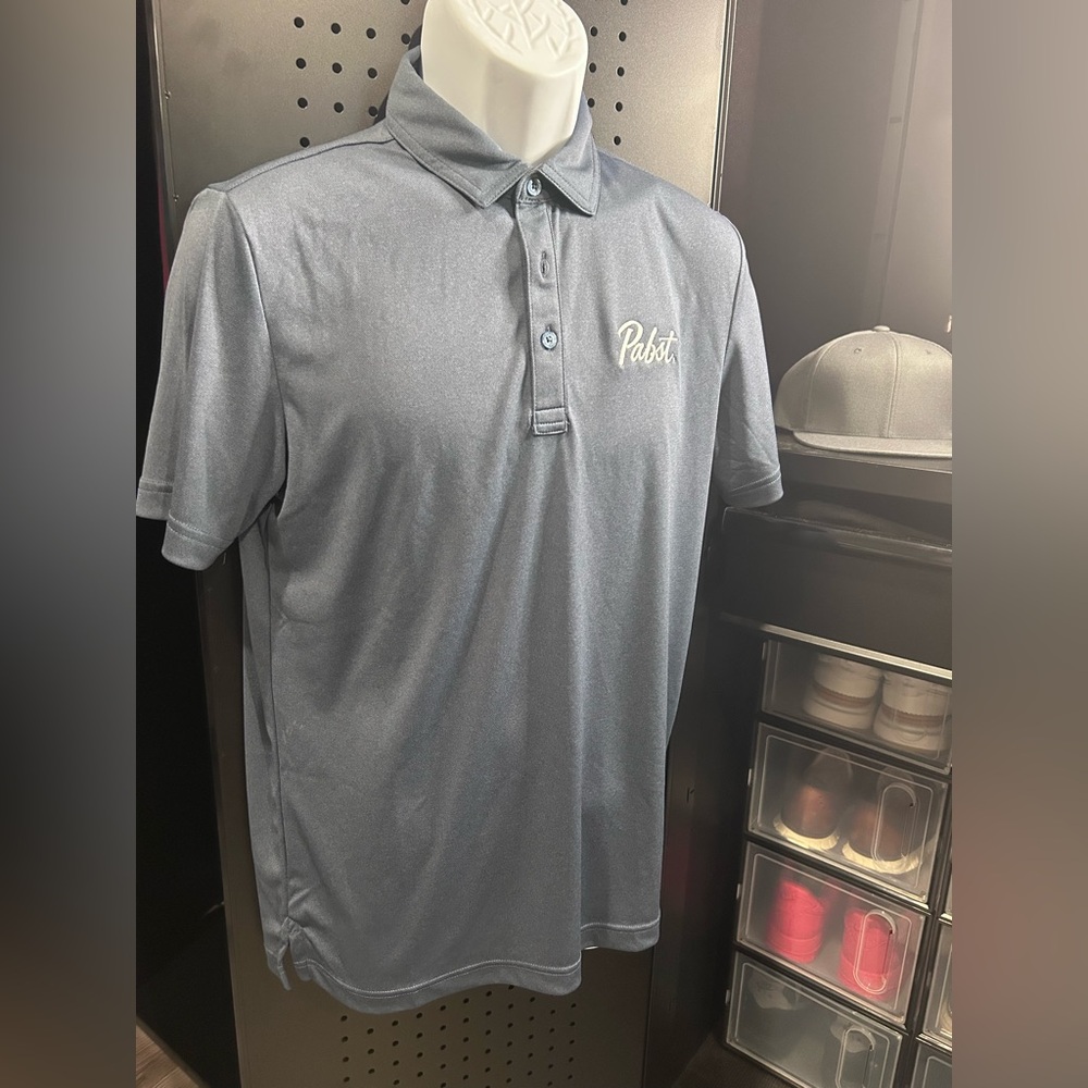 Travis Mathew - Pabst Blue Ribbon - PBR - Blue-Gray Performance Polo Shirt (EUC)